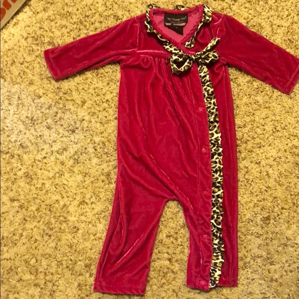 Pink Velour and Leopard jumper